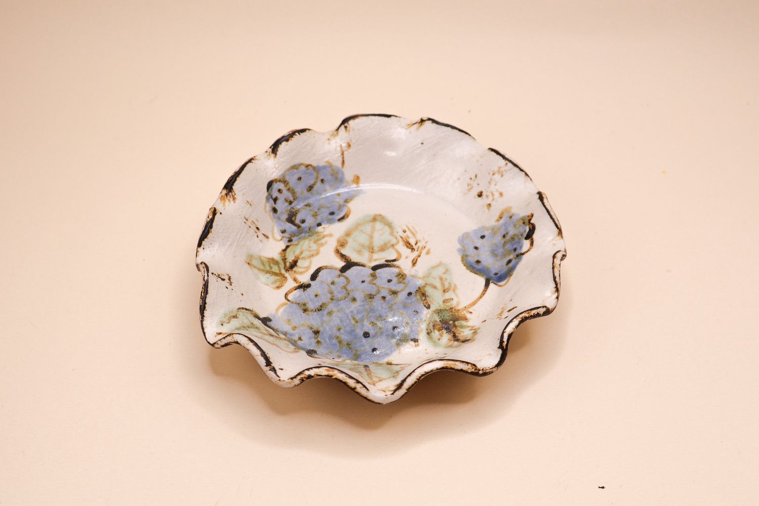 Blue Hydrangea Large Footed Trinket Dish