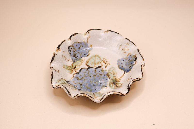 Blue Hydrangea Large Footed Trinket Dish