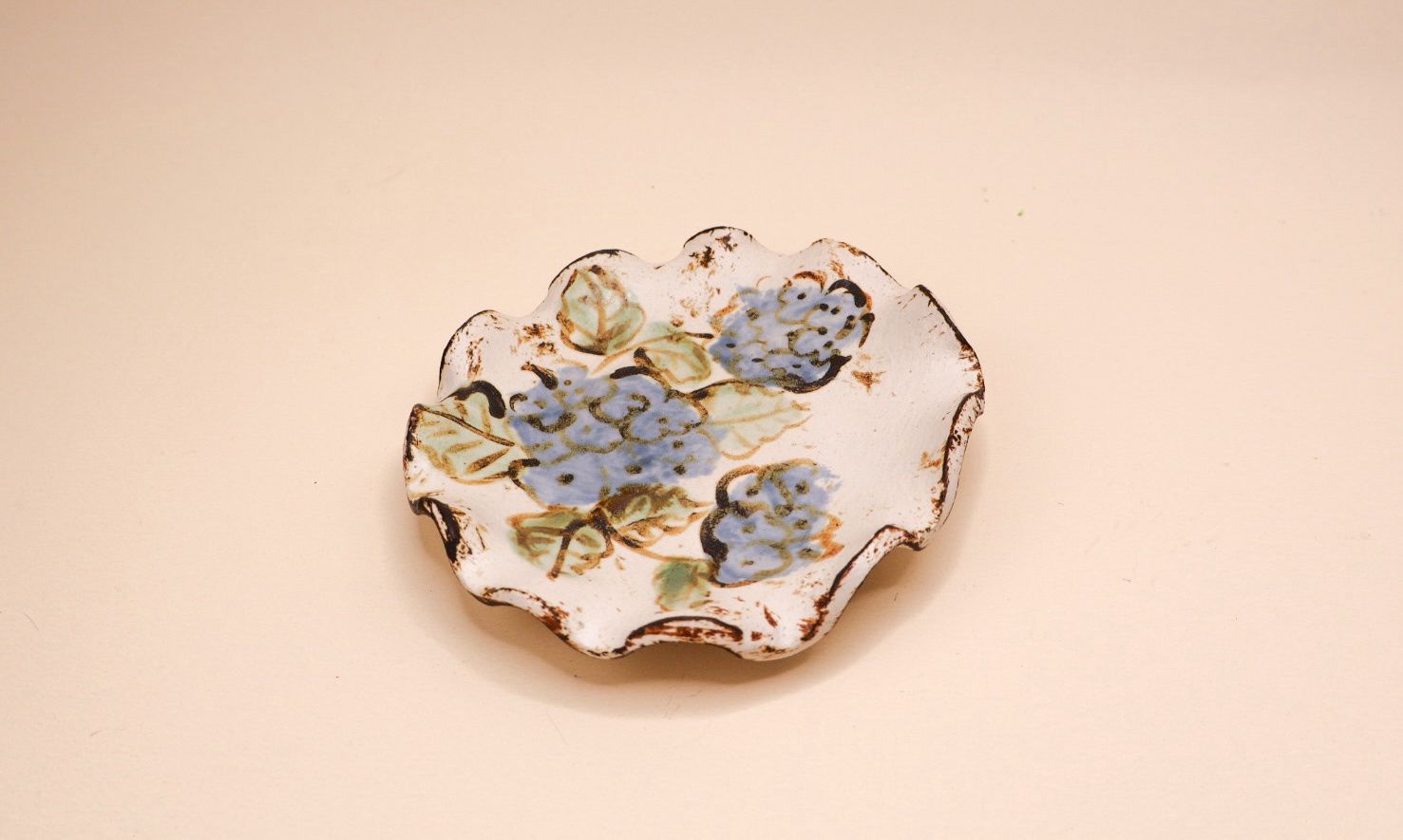 Blue Hydrangea Small Footed Trinket Dish