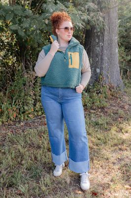 Green Sherpa Half Zip
