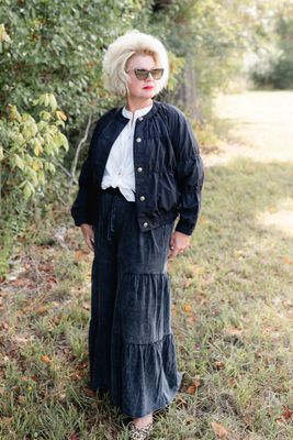 Washed Black Tiered Pants