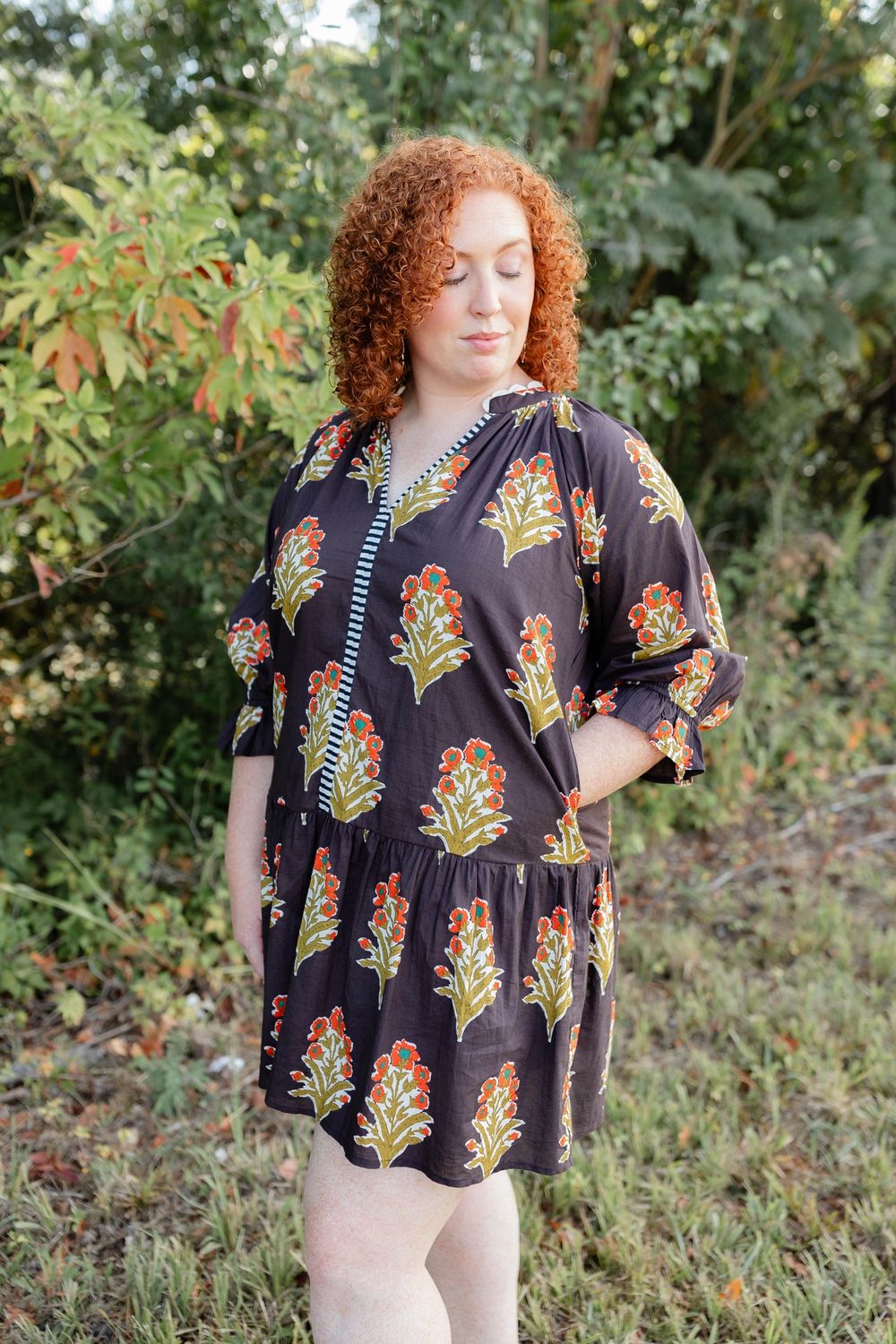 Brown V-Neck Dress