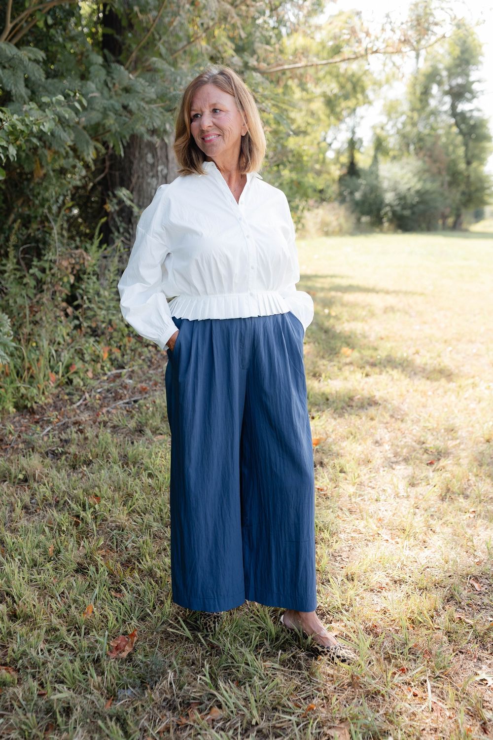 Navy Wide Leg Pants
