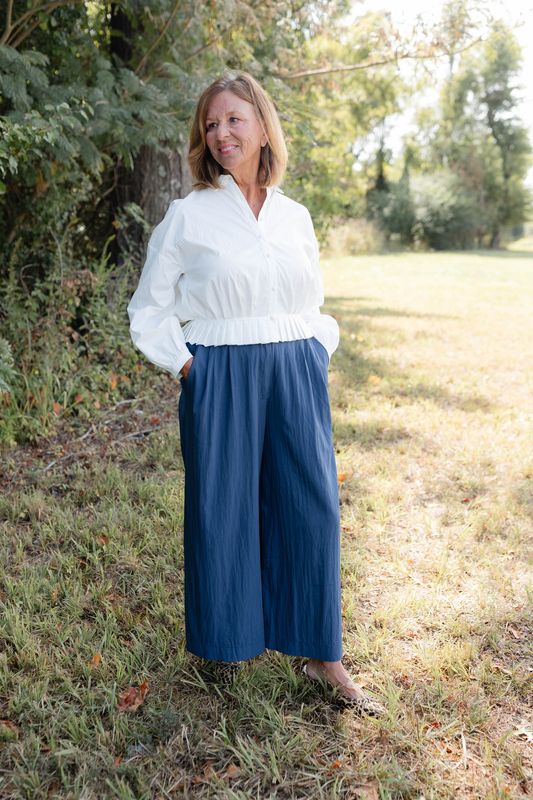 Navy Wide Leg Pants