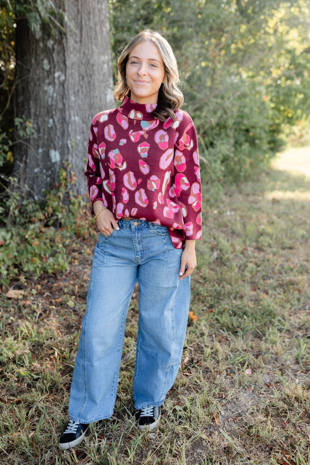 Wine Animal Print Sweater
