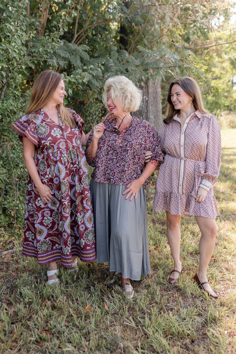 Brown with Lilac Midi Dress