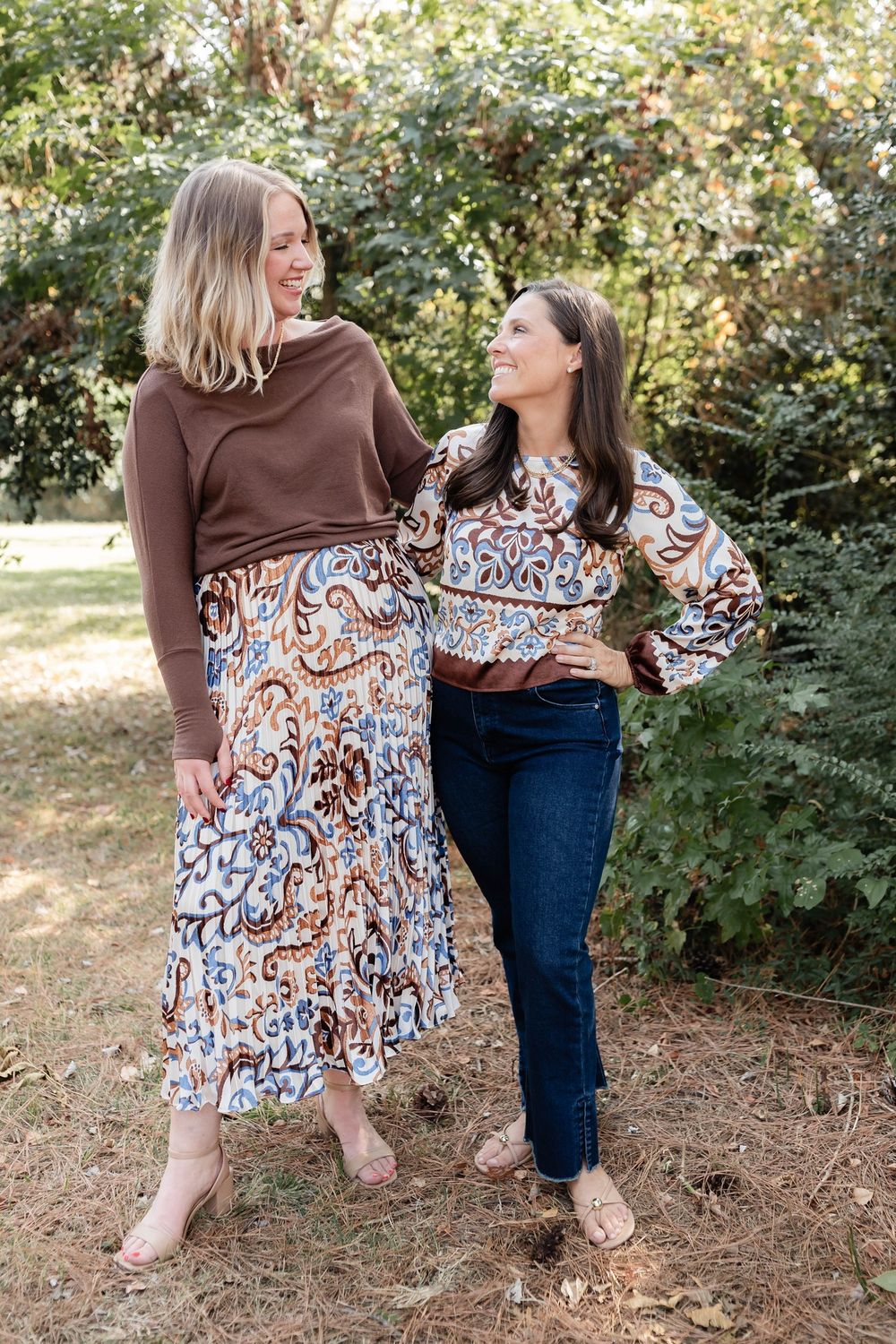 Brown Border Print Blouse