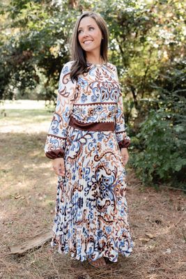 Brown Border Print Blouse