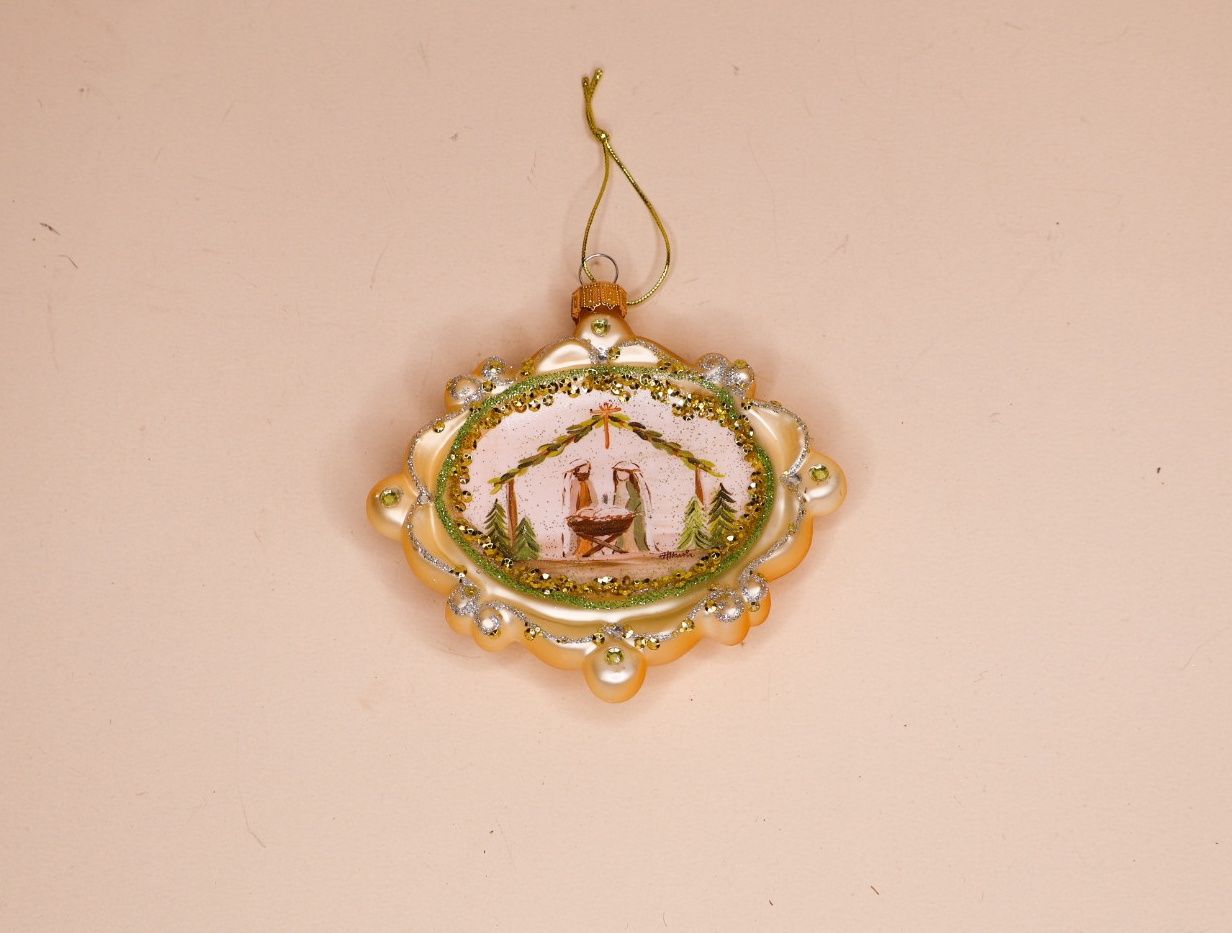 Evergreen Glass Nativity Scene ornament