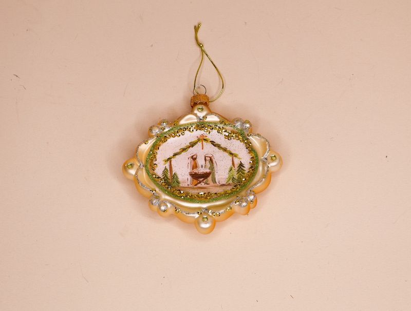 Evergreen Glass Nativity Scene ornament