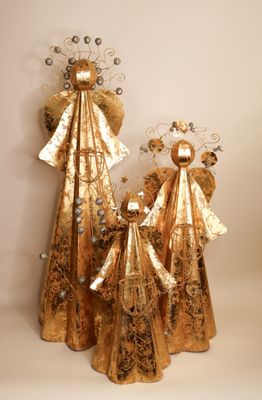 Gold Metal Angel with Tea Light Holder