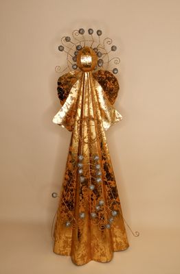 Gold Metal Angel with Tea Light Holder