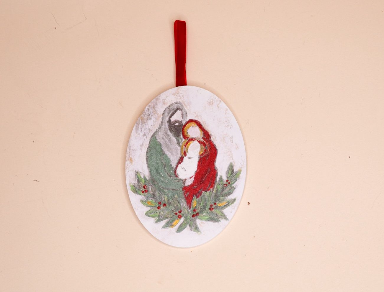 Oval Jewel Toned Holy Family Ornament