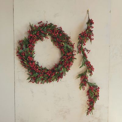 40" Spruce and Red Berry Wreath