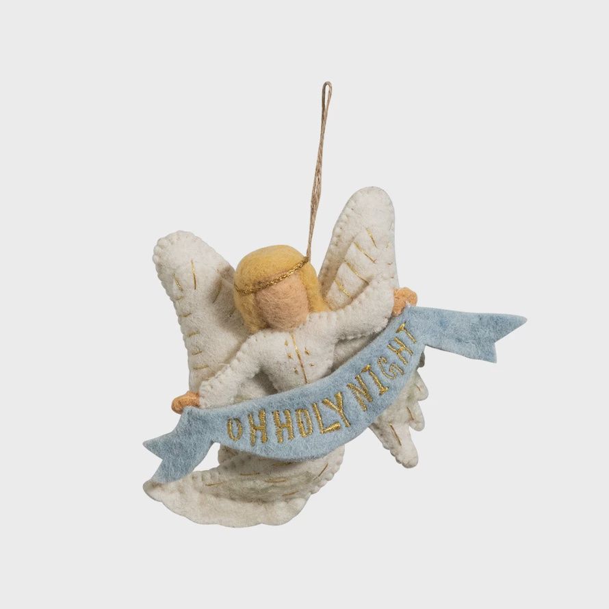 Oh Holy Night Angel Felt Ornament