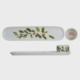 Holly Leaves and Berries Platter Set