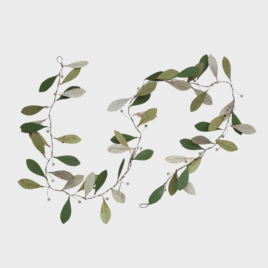 Metal Leaves Glass Berry Garland