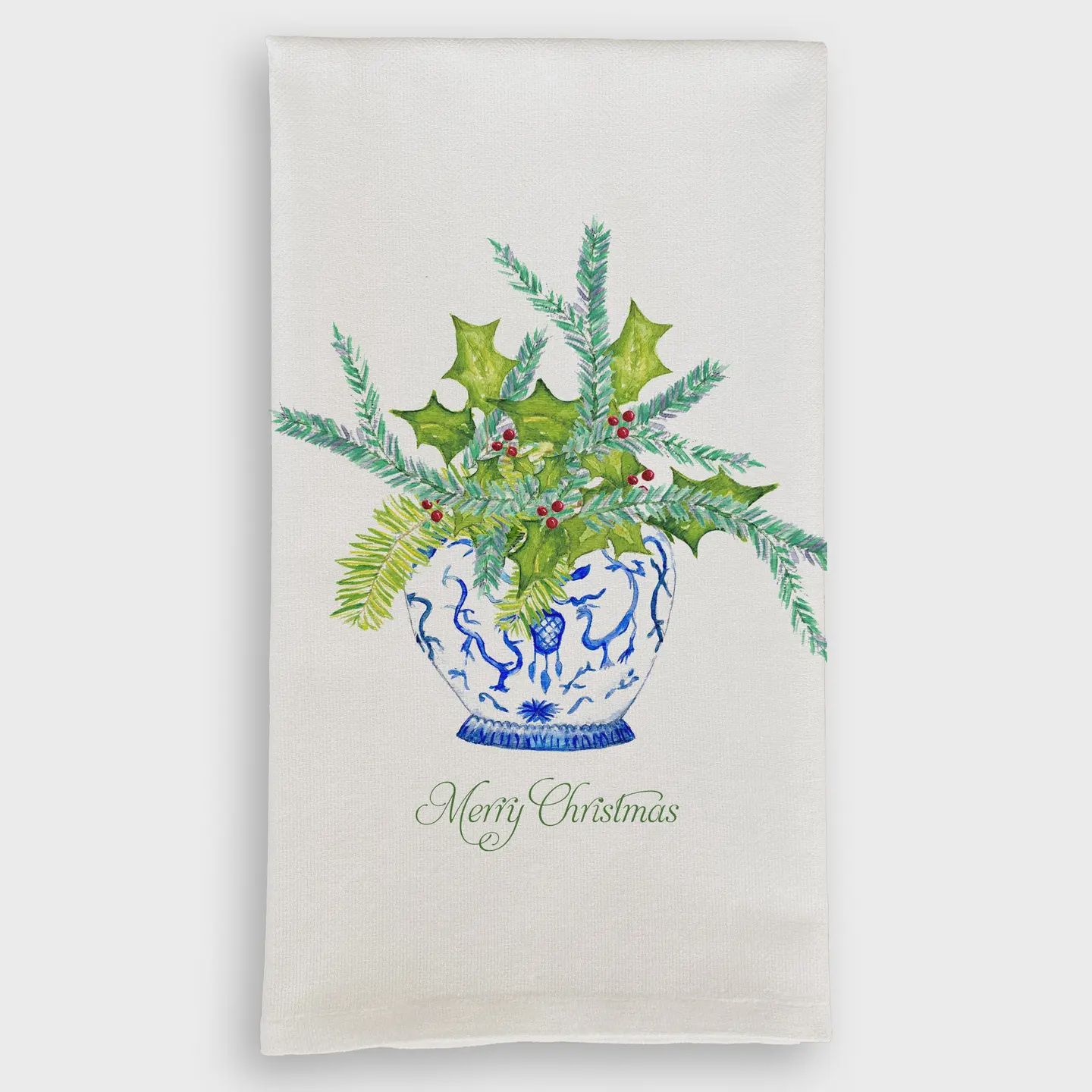 Merry Christmas Chinoiserie Holly