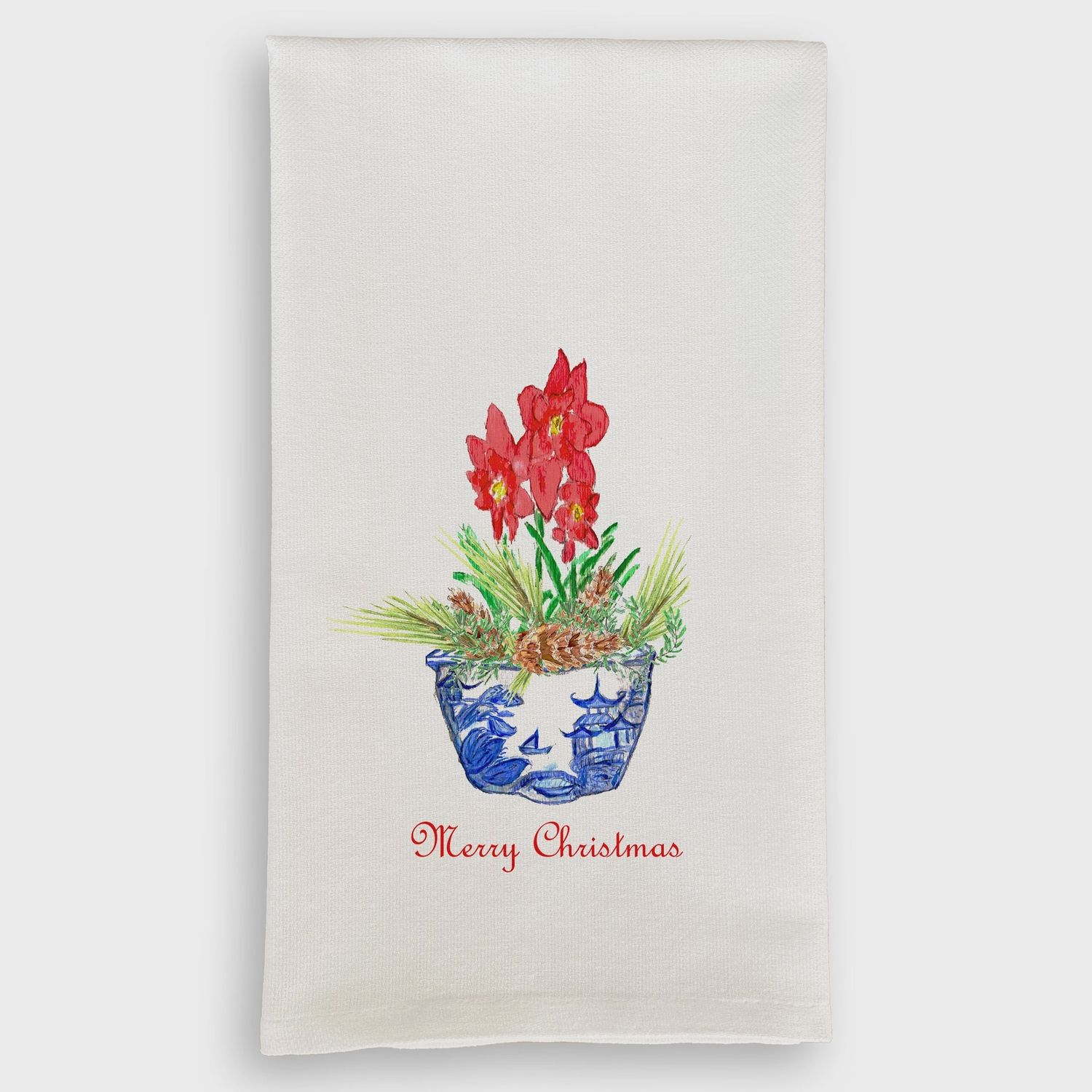 Merry Christmas Chinoiserie Amaryllis