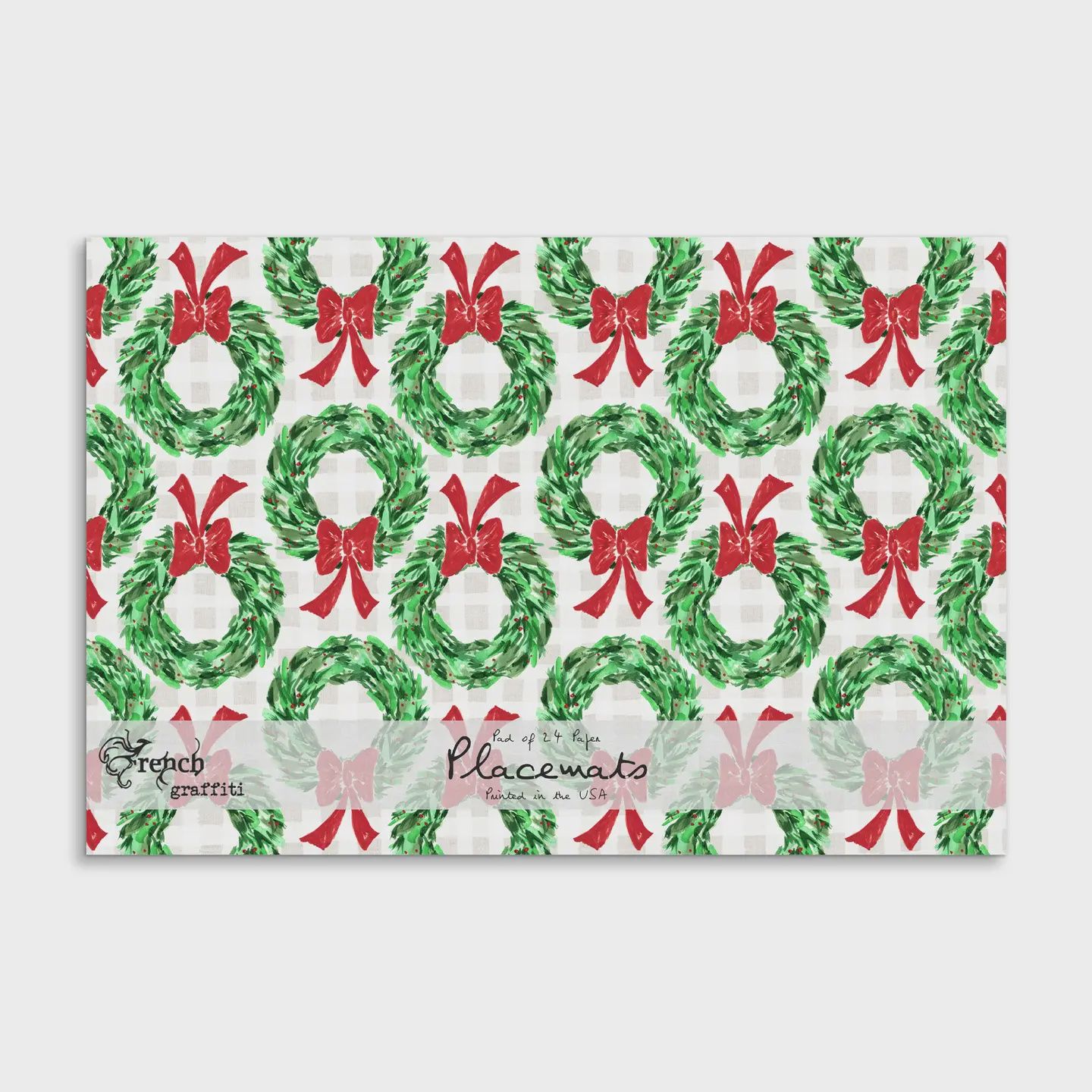 Christmas Wreath Paper Placemat, Color: White