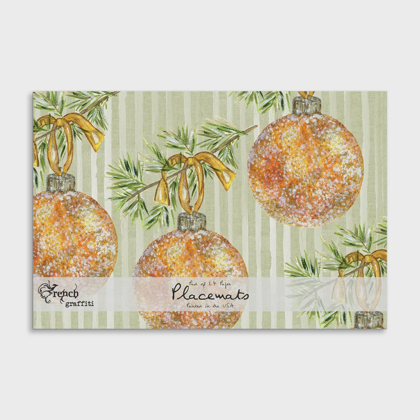Gold Glitter Ornaments Paper Placemats