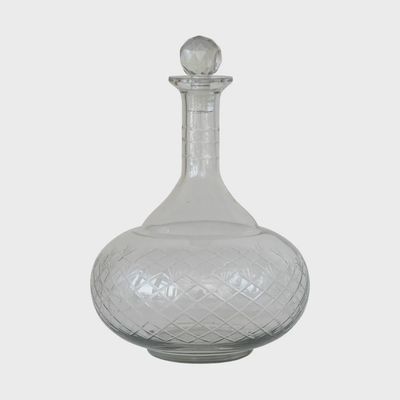 8 1/4" Round Decanter Etched Glass