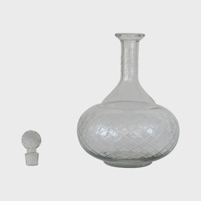 8 1/4" Round Decanter Etched Glass