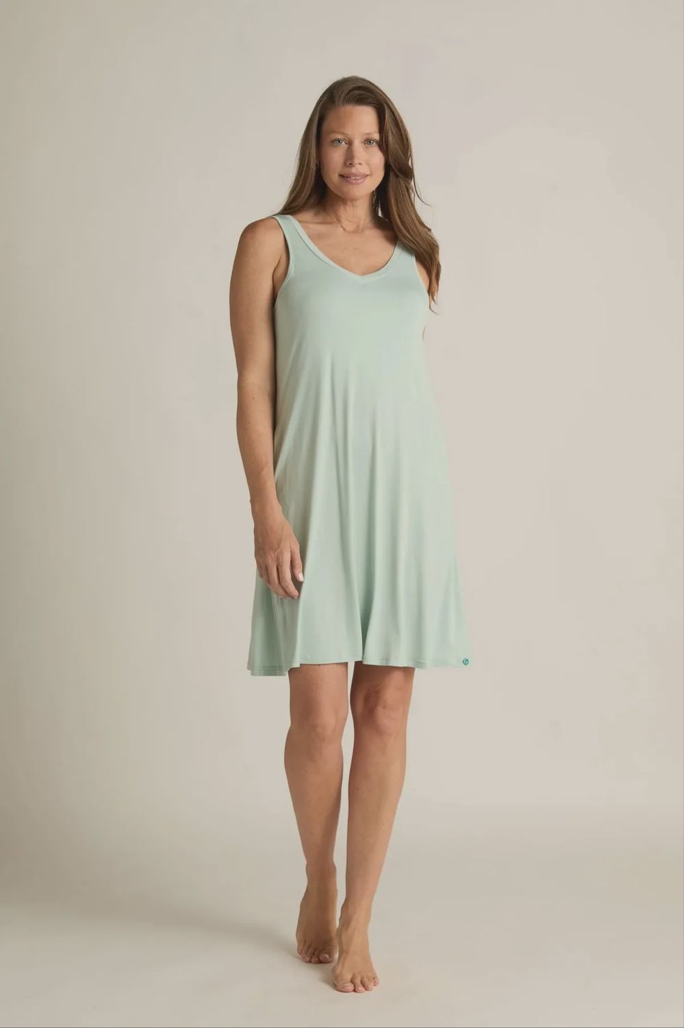 V Neck Nightgown, Color: Aqua, Size: Small