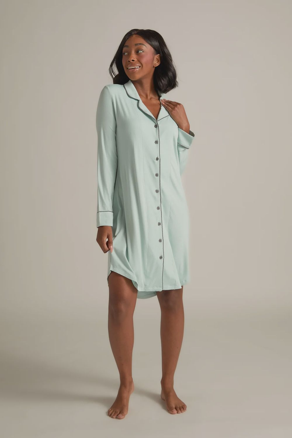 Boyfriend Night Shirt, Color: Aqua, Size: Small