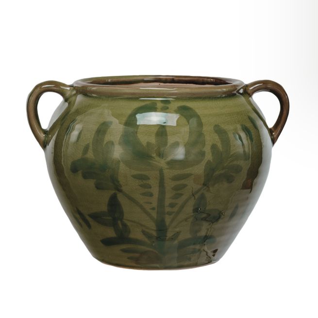 Green Terra Cotta Urn