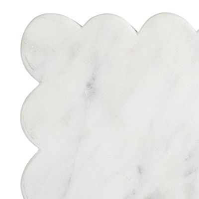 White Marble Cheese Board w Scalloped Edge