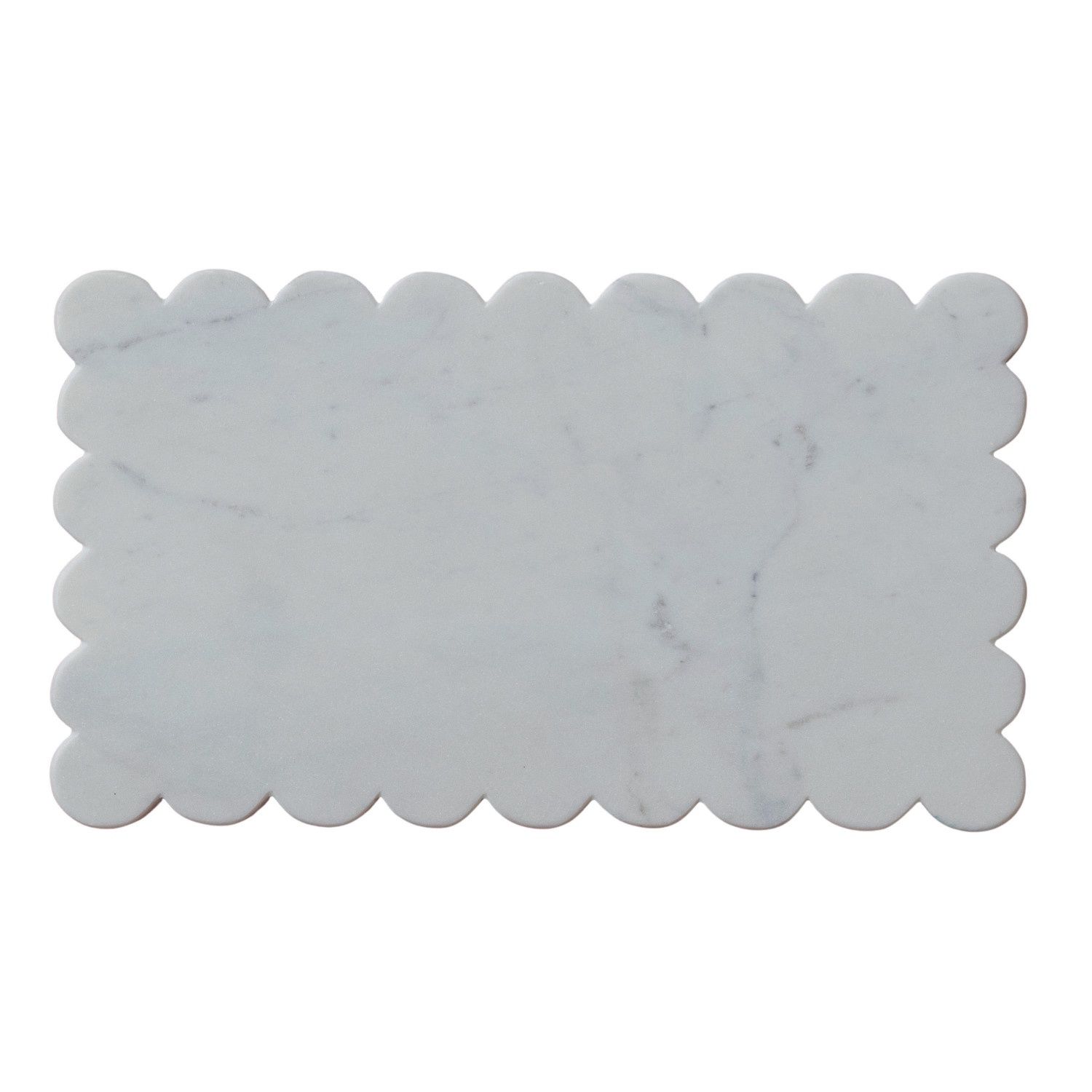 White Marble Cheese Board w Scalloped Edge
