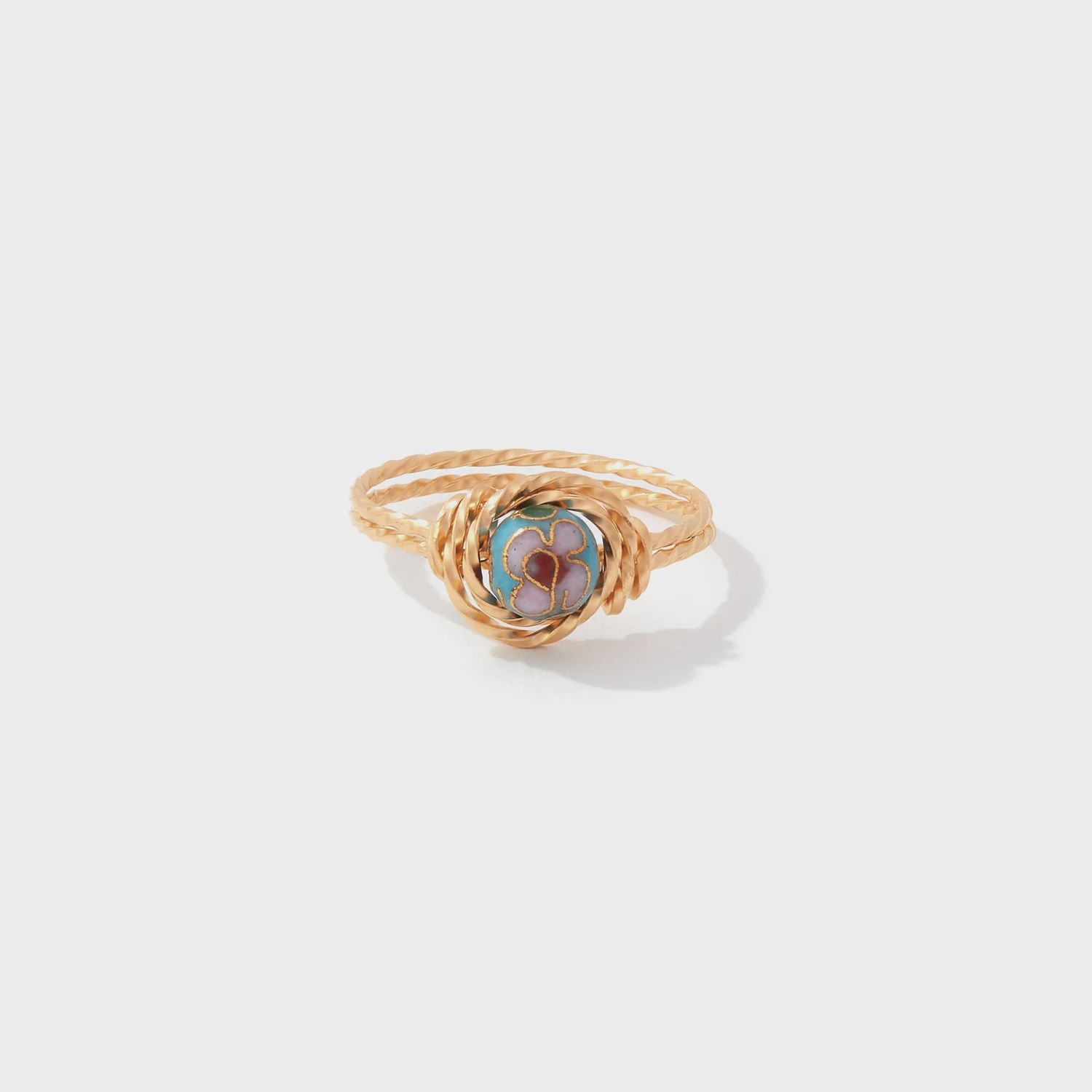 Cloisonné Ring Gold, Color: Turquoise, Size: 7