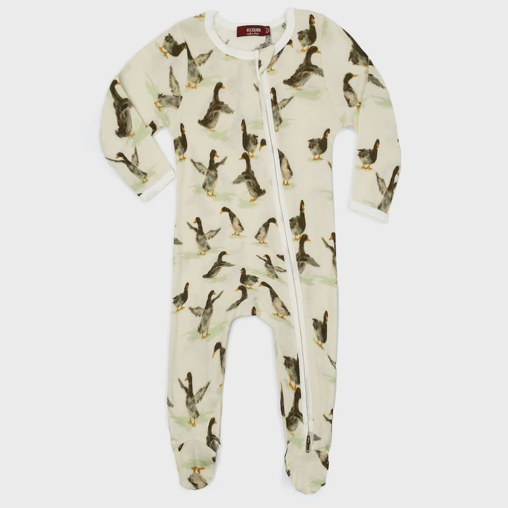 Zipper Footed Romper, Design: Duck, Size: 0-3 mths
