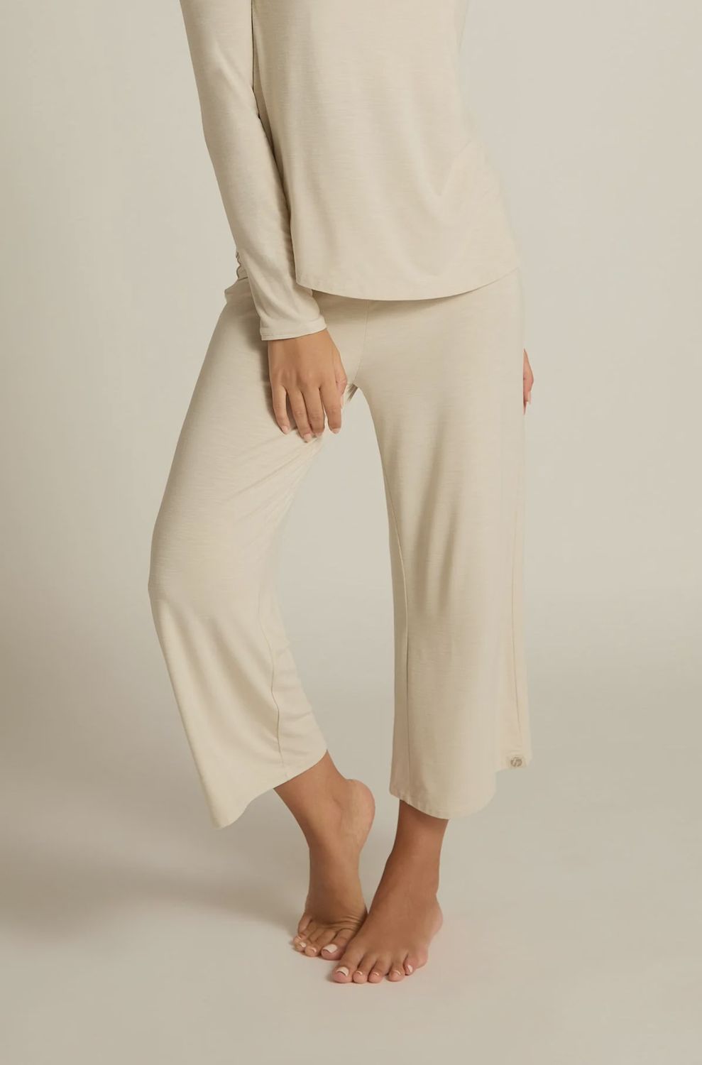 Wide-Leg Capri, Color: Oatmeal, Size: Small