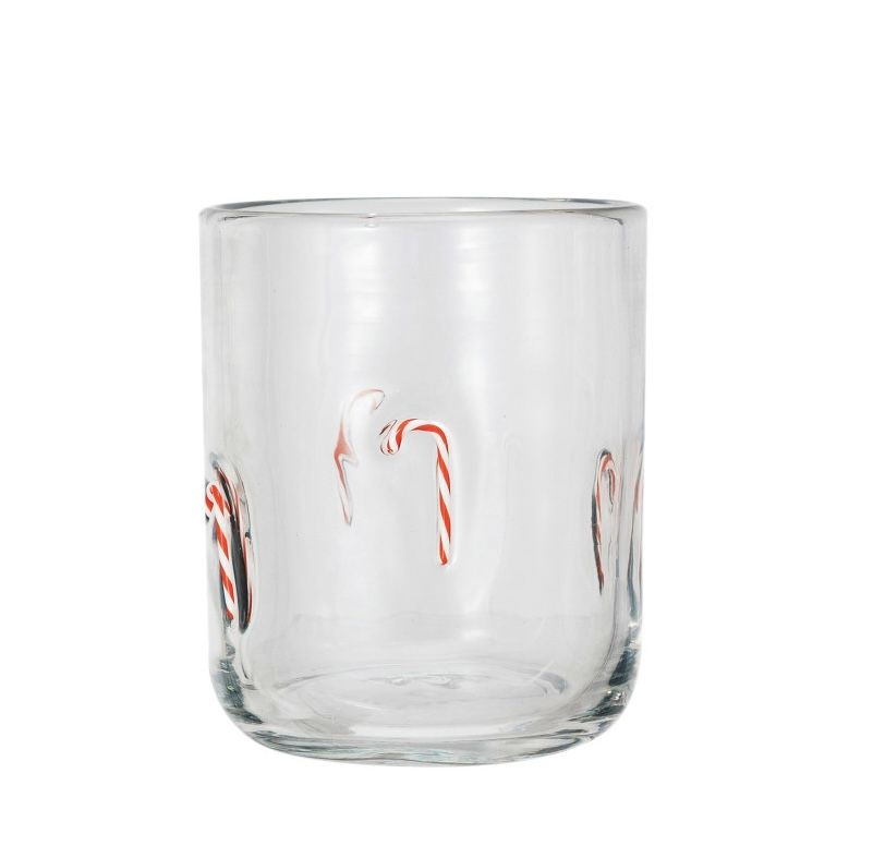 Holiday Pressed Juice Glass, Design: Candy Cane