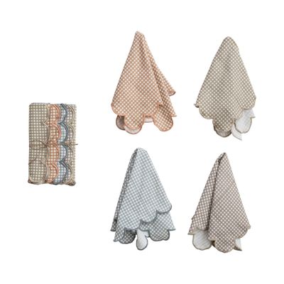 Scalloped Checked Napkin Set/4