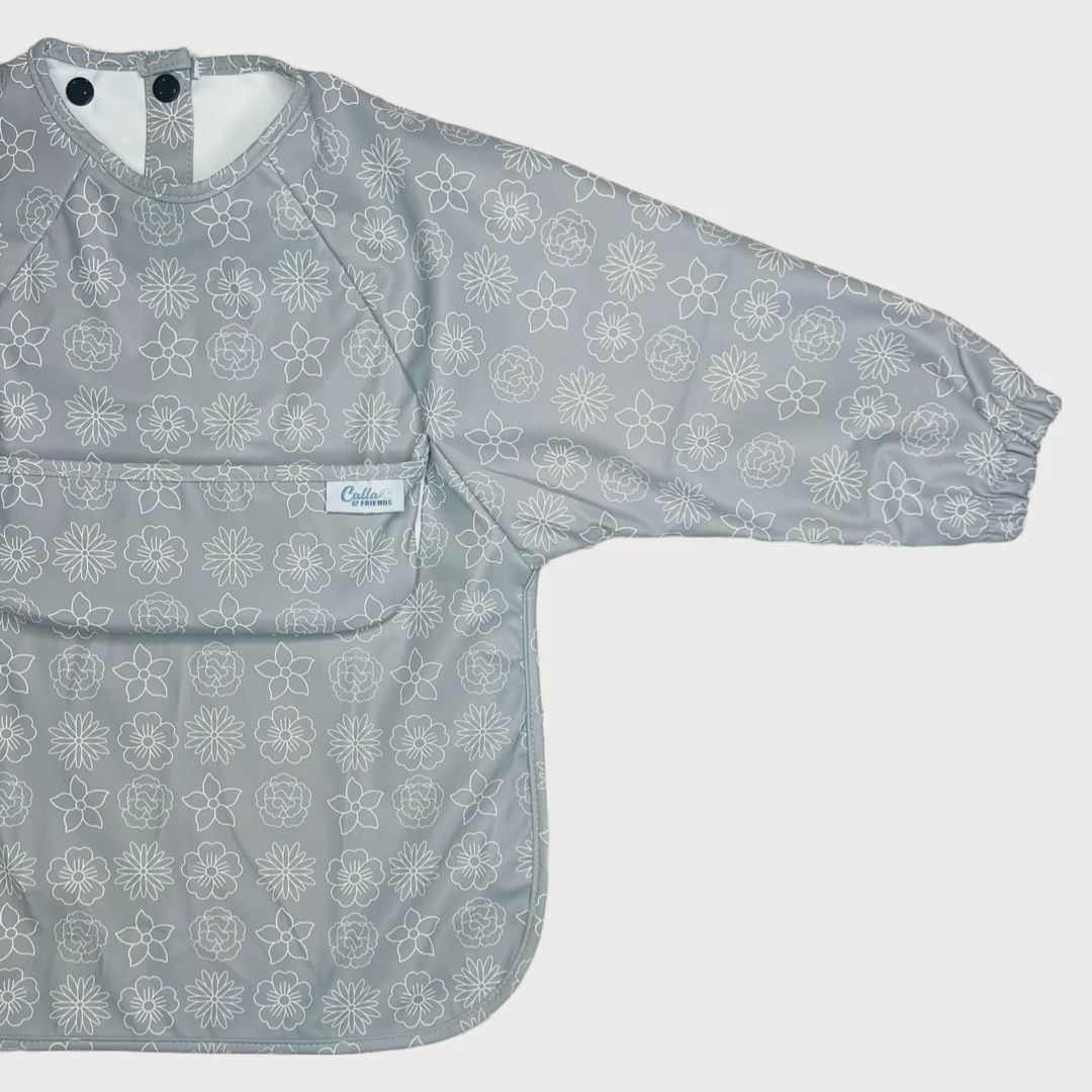The Grayson Long Sleeve Bib - Blossom, Color: Cloud Grey