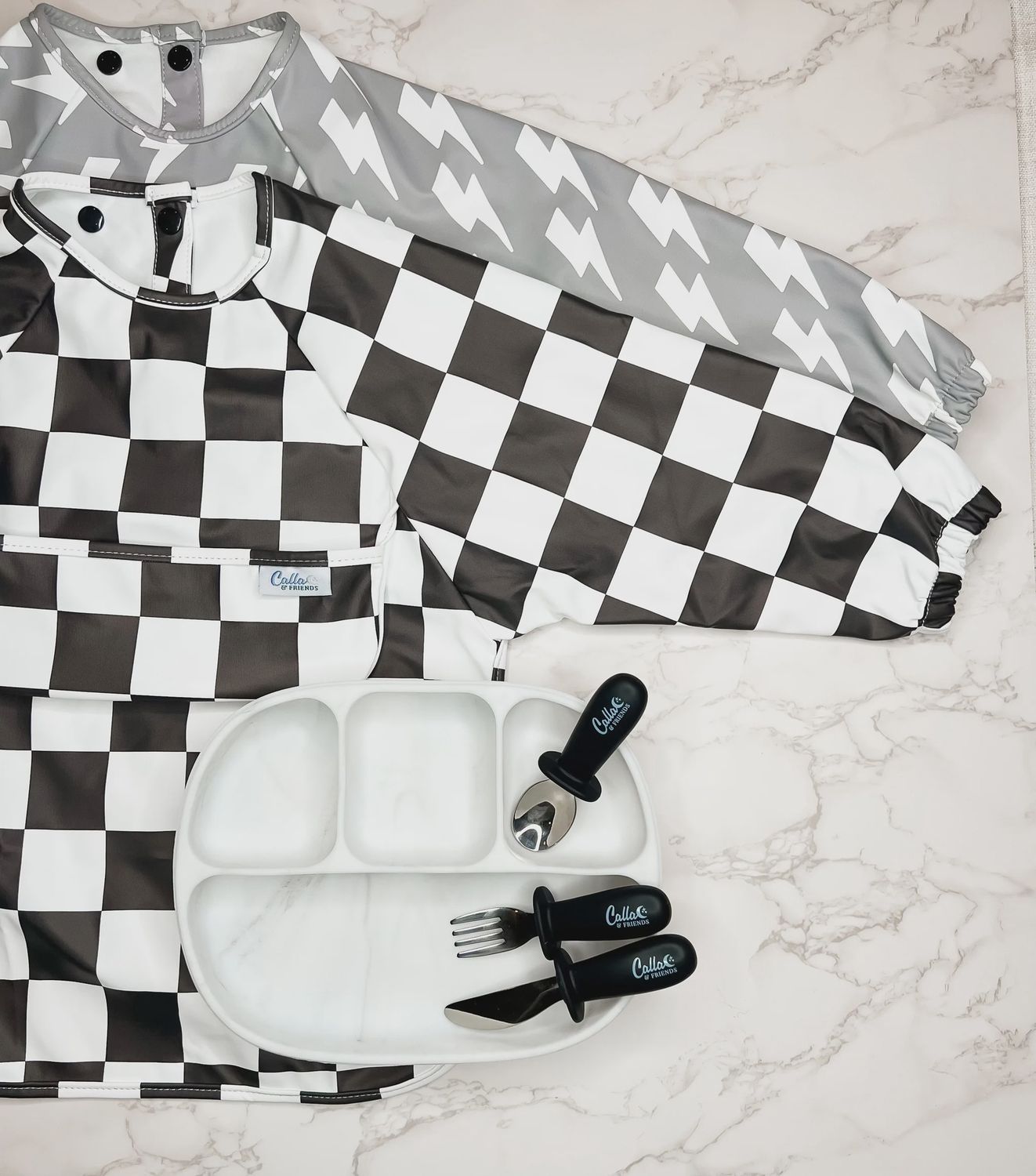 The Grayson Long Sleeve Bib - Checkered, Color: Blackout