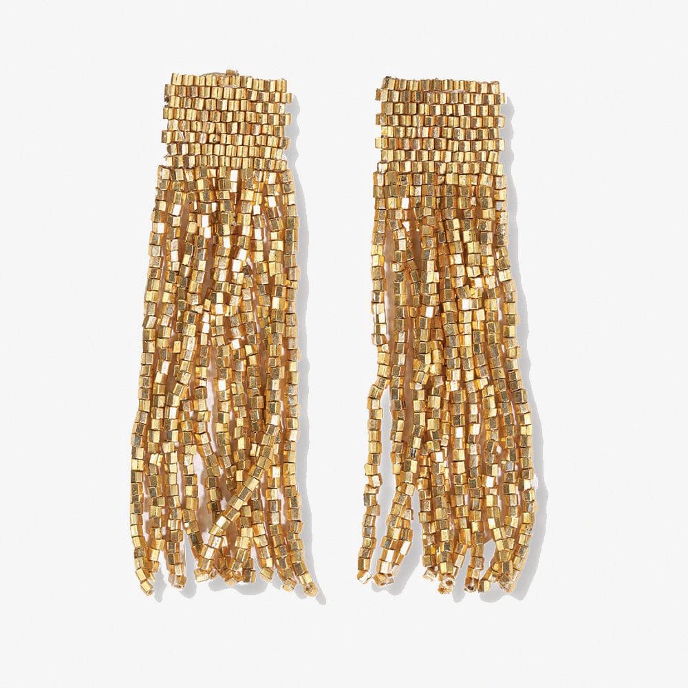 Marilyn Luxe Fringe Earring, Color: Gold