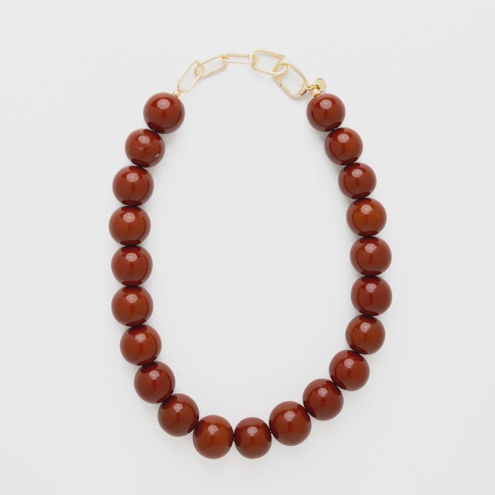 Iris Large Resin Bead Necklace, Color: Brown