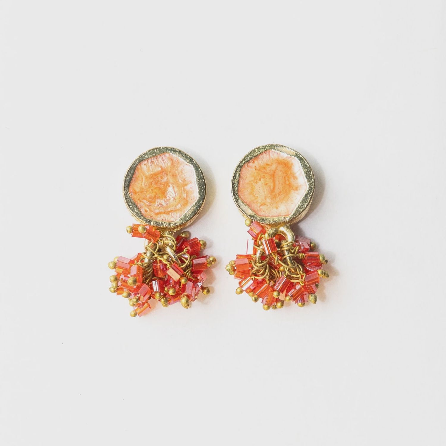 Kimberly Enamel Earring, Color: Coral