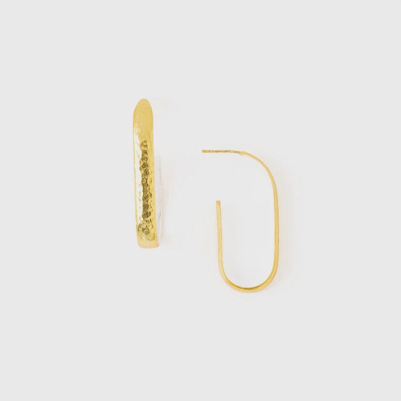 Hallie Brass Hammered Hoop Earrings