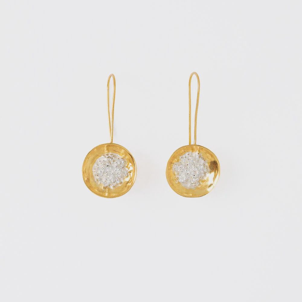 Bobbi Hammered Disc with Silver Cluster Earrings