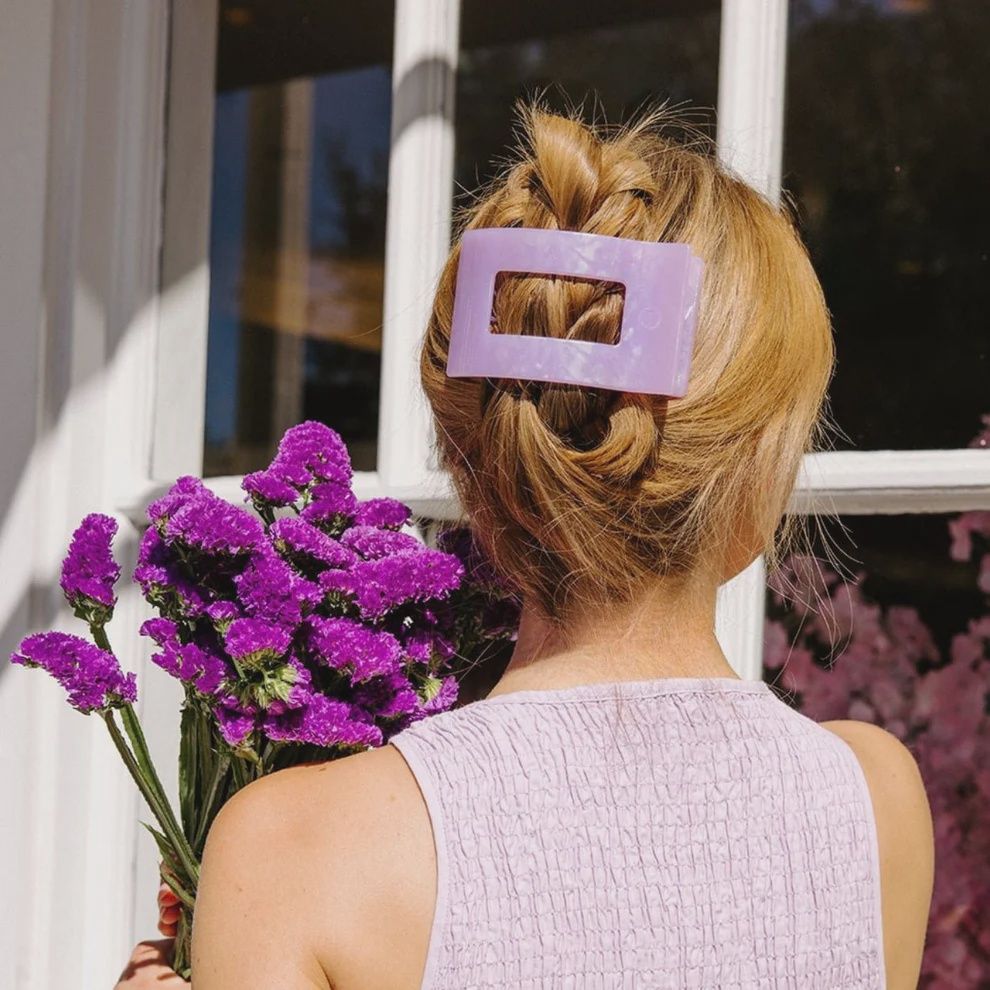 Lavender Mist Flat Rectangle Hair Clip, Size: Large
