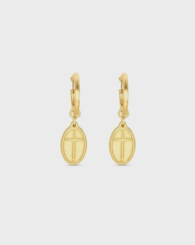 Romans 5:8 Petite Gold Hoop Earrings