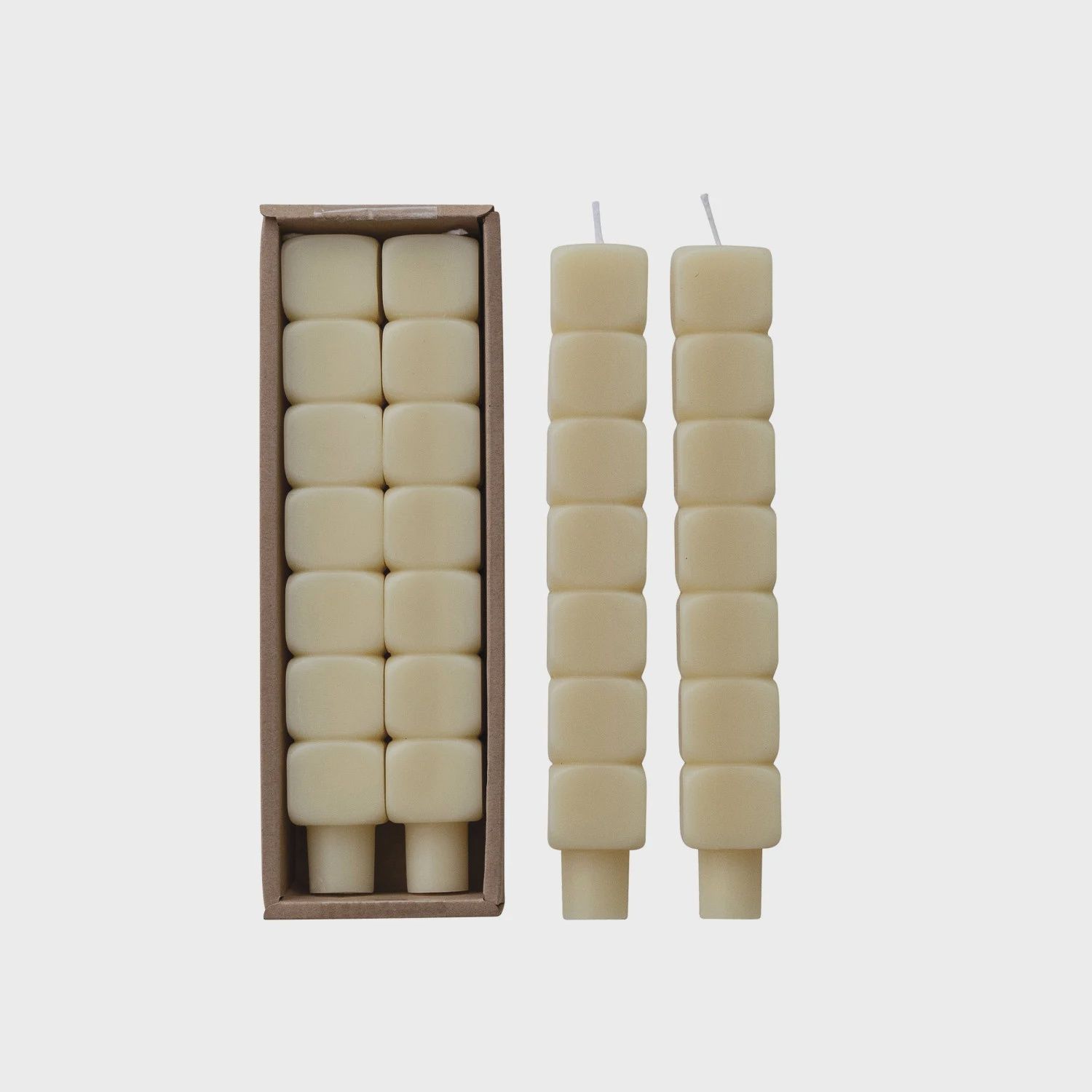 Stacked Block Taper Set of 2, Color: Cream