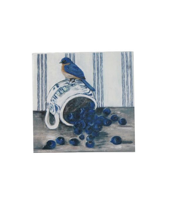 Matchbox with Birds, Background: Blue Bird