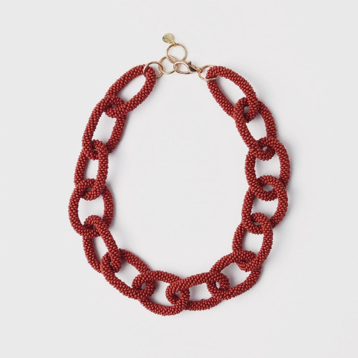 Jenna Chain Link Beaded Necklace, Color: Rust