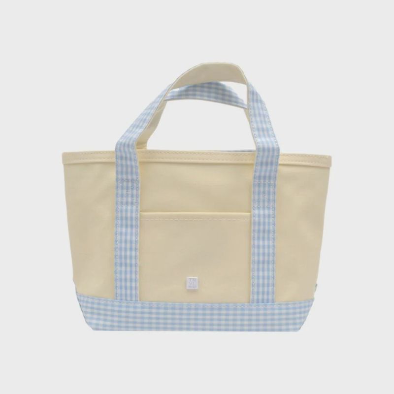 Coated Canvas Natural With Gingham Mini Tote